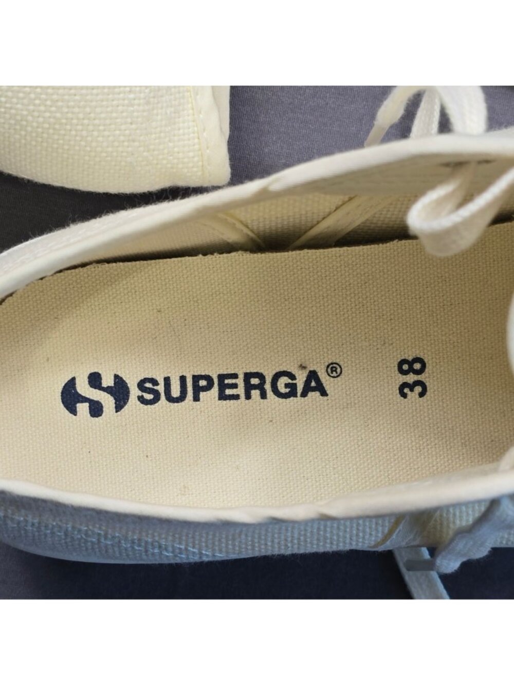 Superga Size 7.5 Womens Sneakers Off-White Canvas Rubber Outsole Lace-Up Shoes - Picture 3 of 10